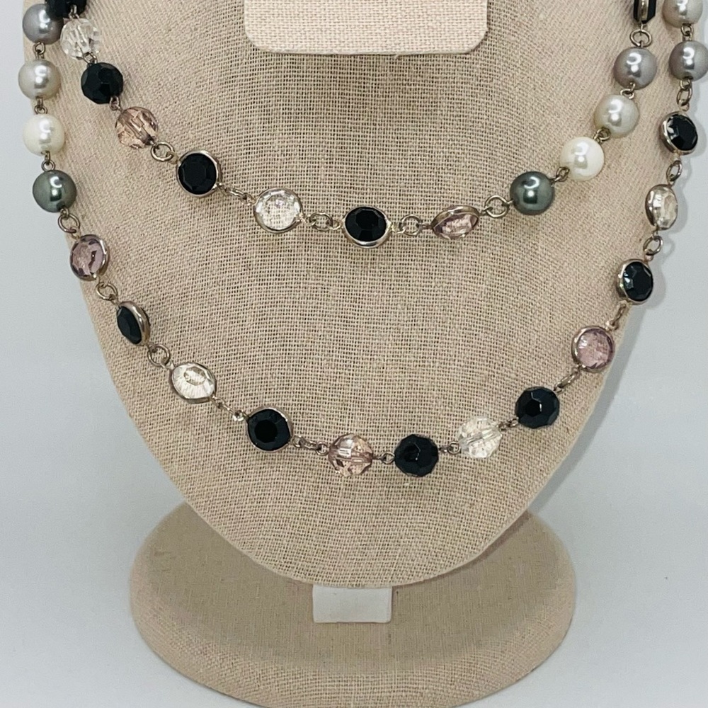 36” fashion bead, pearl, and crystal necklace